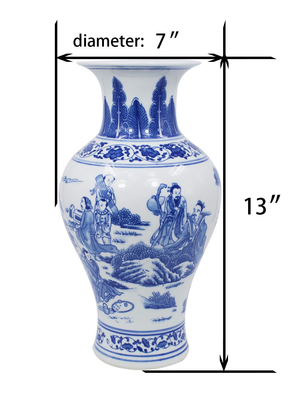 Amazon.co.jp: Dahlia 青と白の花瓶 ハンドメイド中国磁器花瓶 8つの